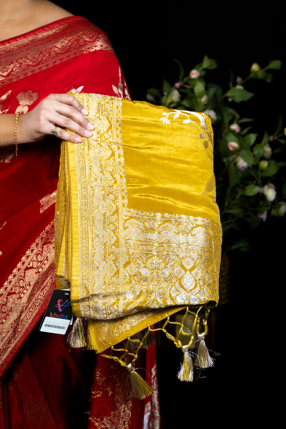 Dola Silk Saree with Golden Zari Work