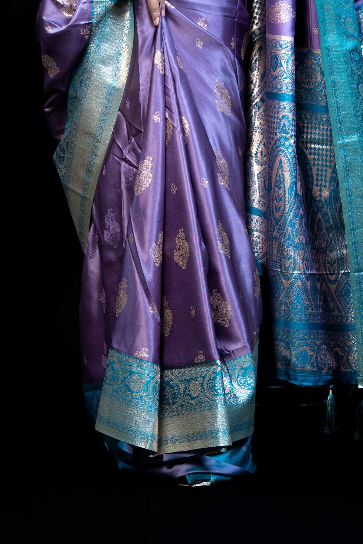 Mashru Satin silk Contrast Saree with Blouse Piece