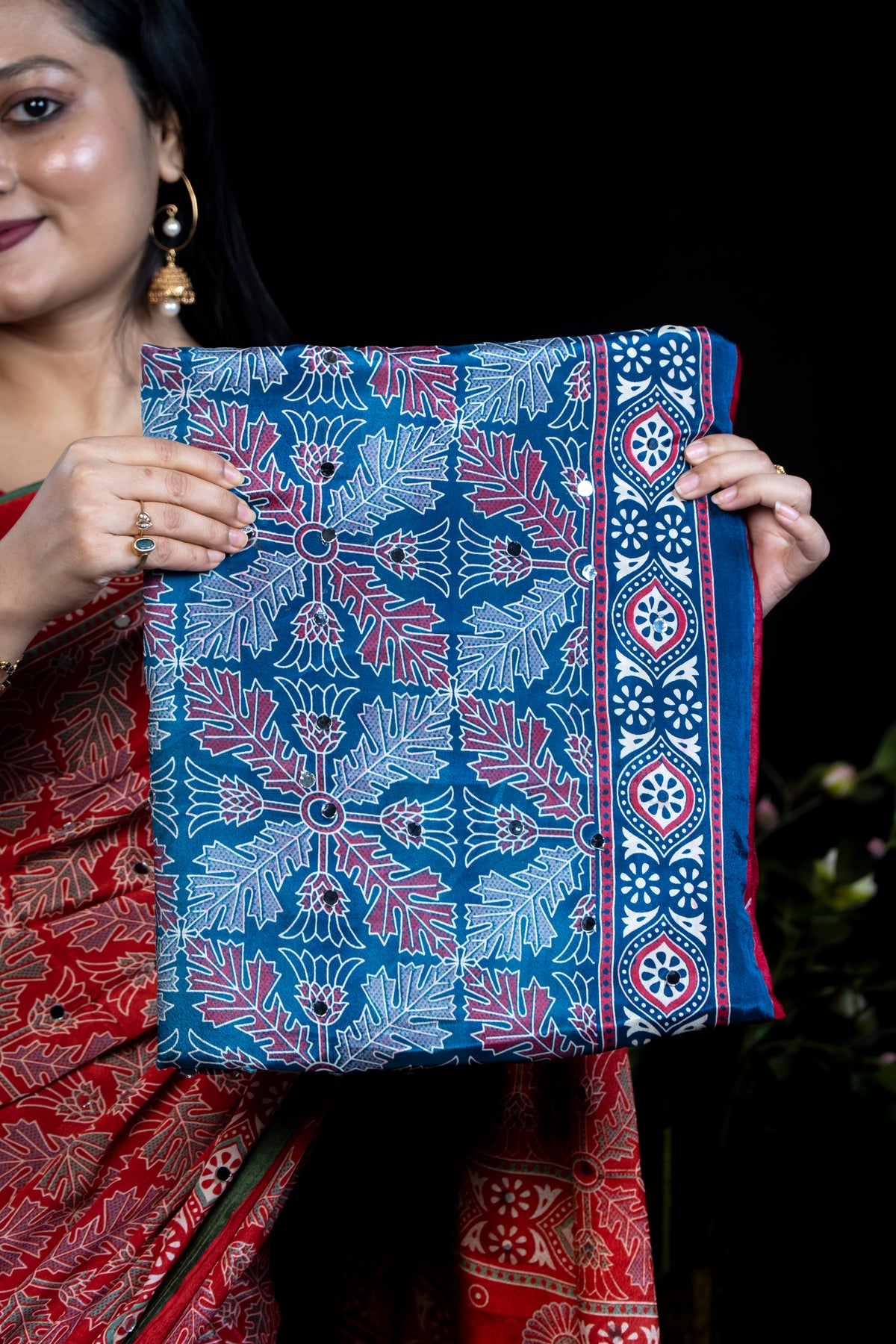 Ajrak Print Mirror crepe Silk Saree- Exclusive Fancy Sarees
