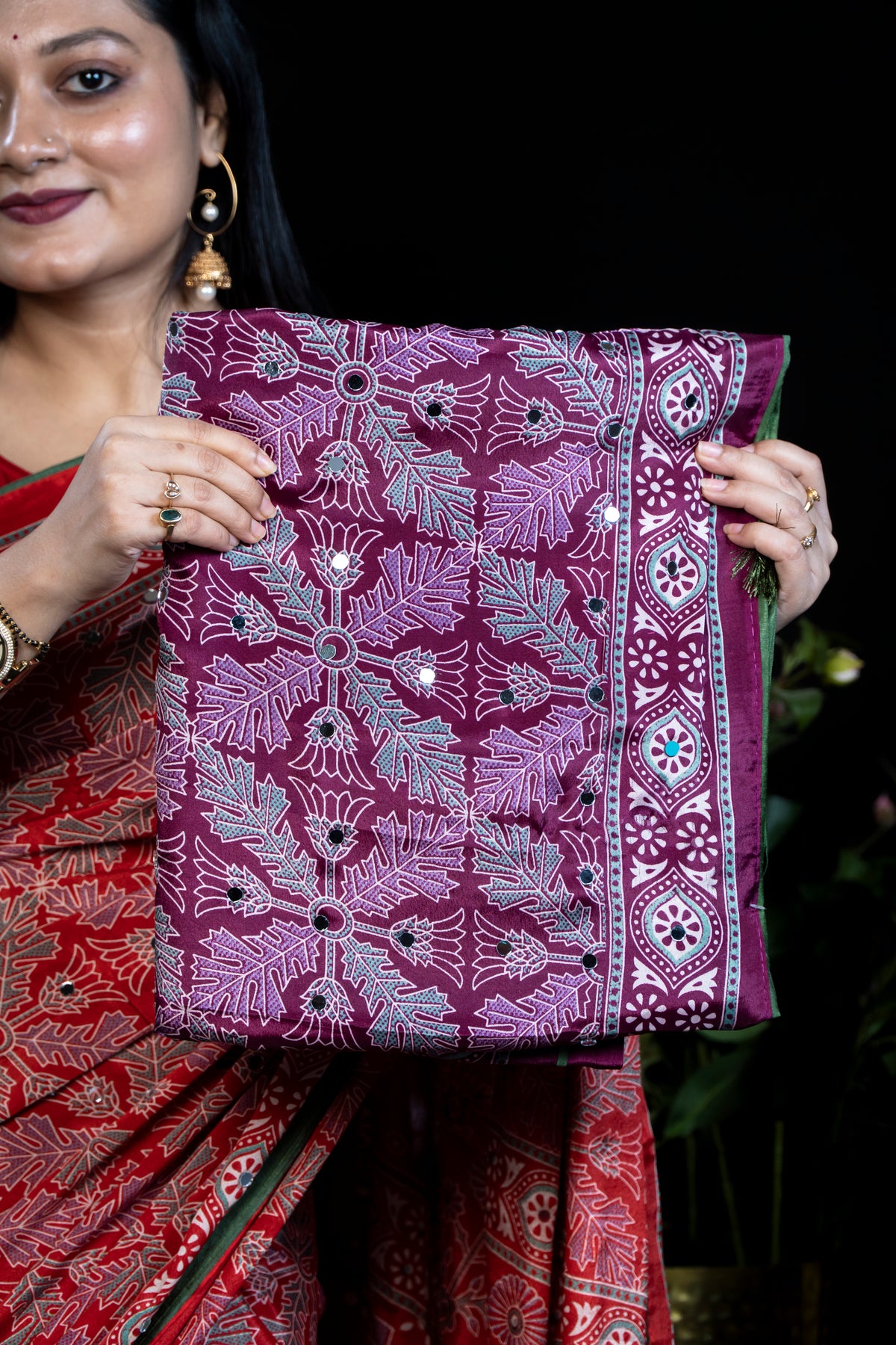 Ajrak Print Mirror crepe Silk Saree- Exclusive Fancy Sarees