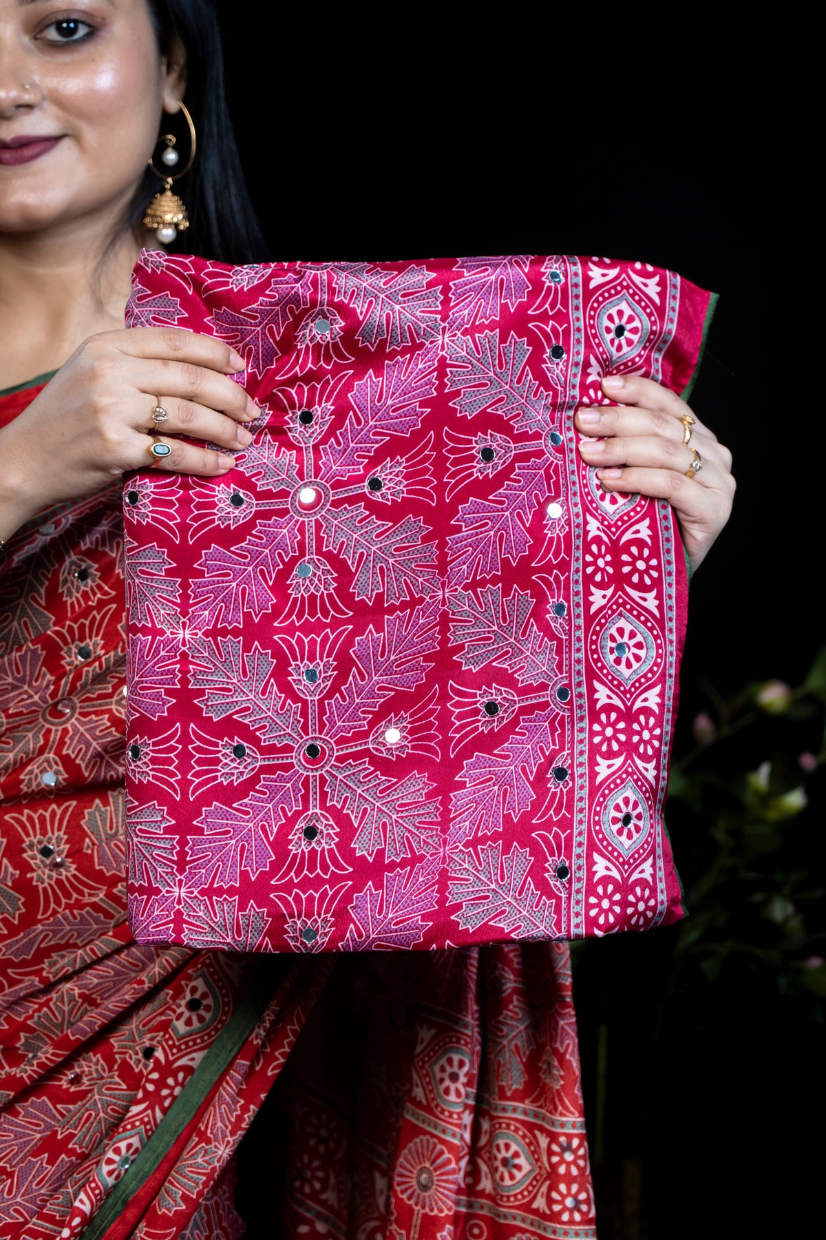 Ajrak Print Mirror crepe Silk Saree- Exclusive Fancy Sarees
