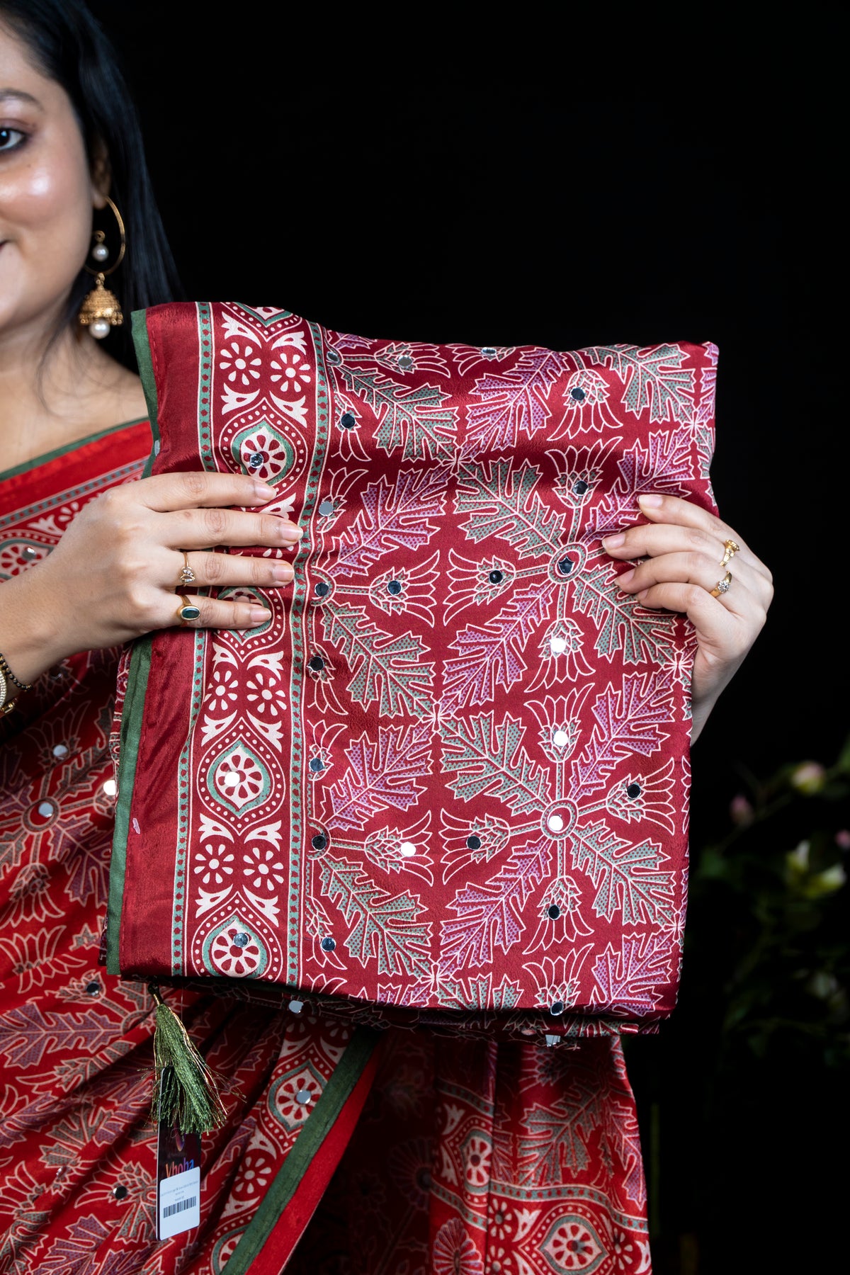 Ajrak Print Mirror crepe Silk Saree- Exclusive Fancy Sarees
