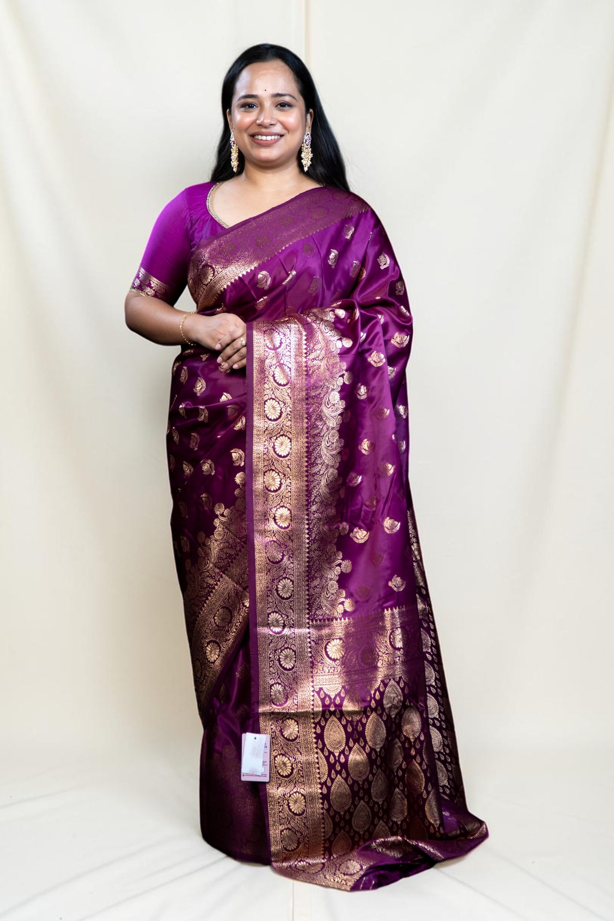 Banarasi Silk Saree with Golden Border and buti Design Allover