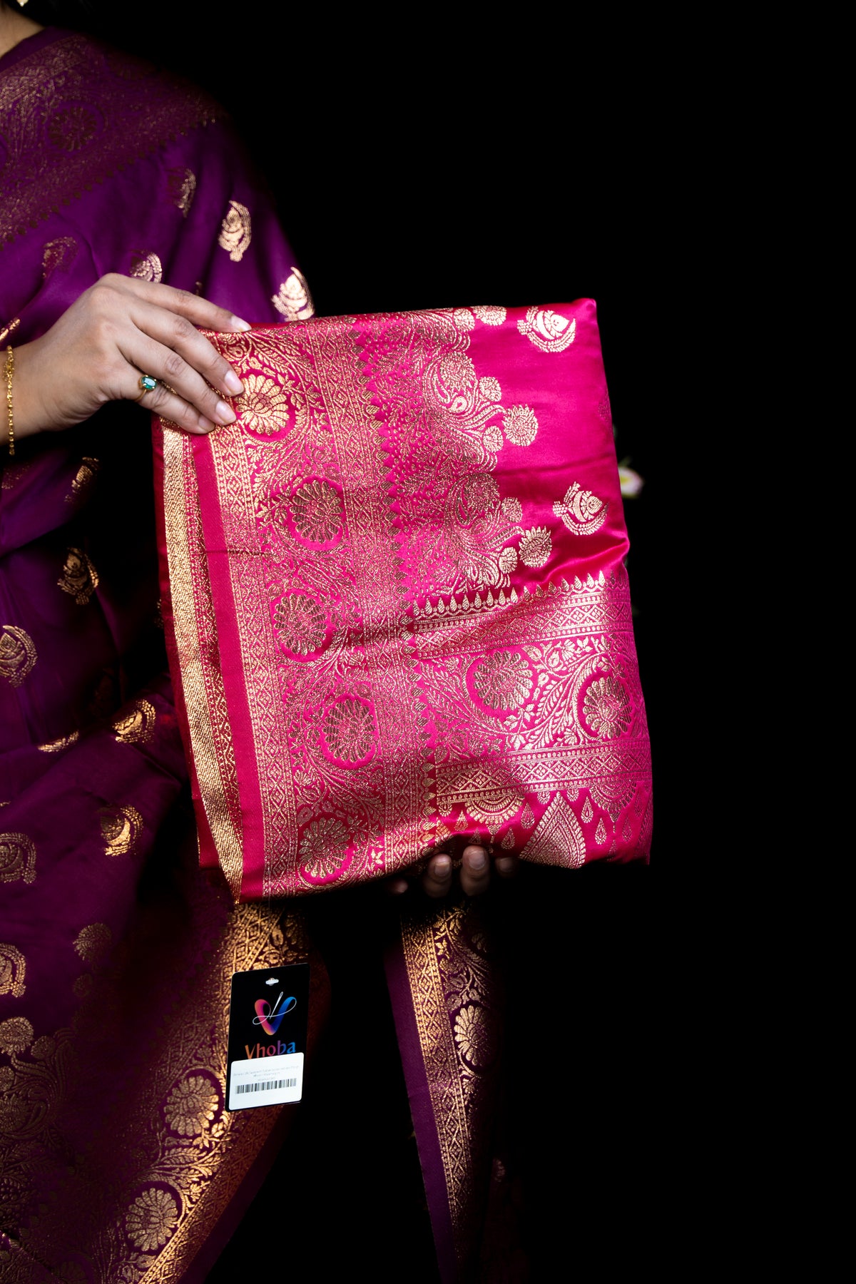 Banarasi Silk Saree with Golden Border and buti Design Allover