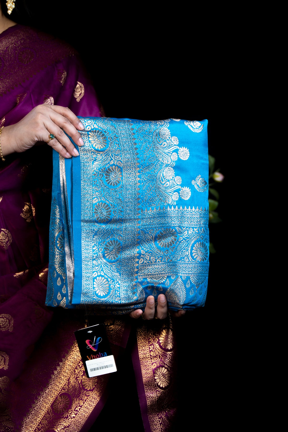 Banarasi Silk Saree with Golden Border and buti Design Allover