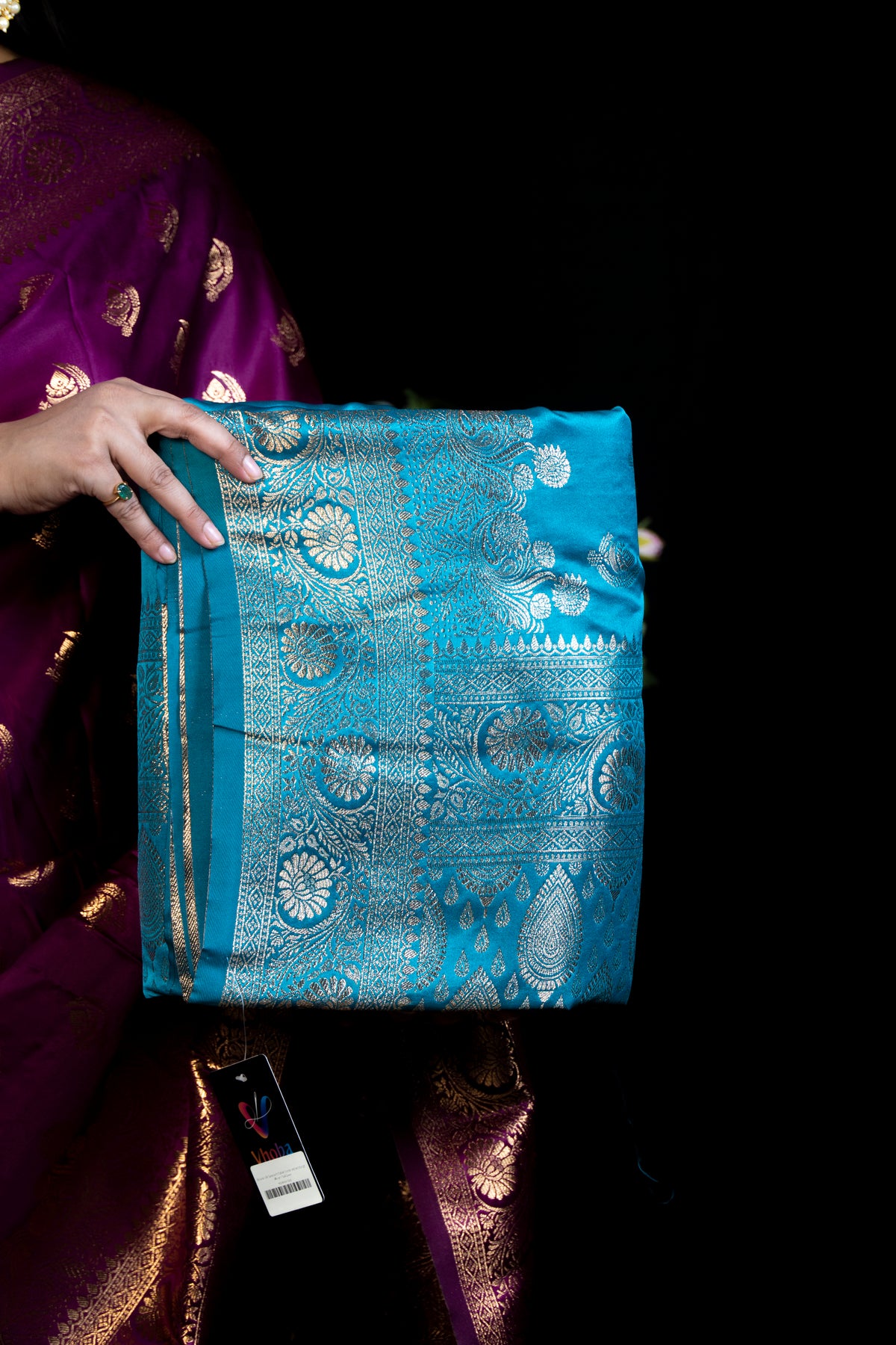 Banarasi Silk Saree with Golden Border and buti Design Allover