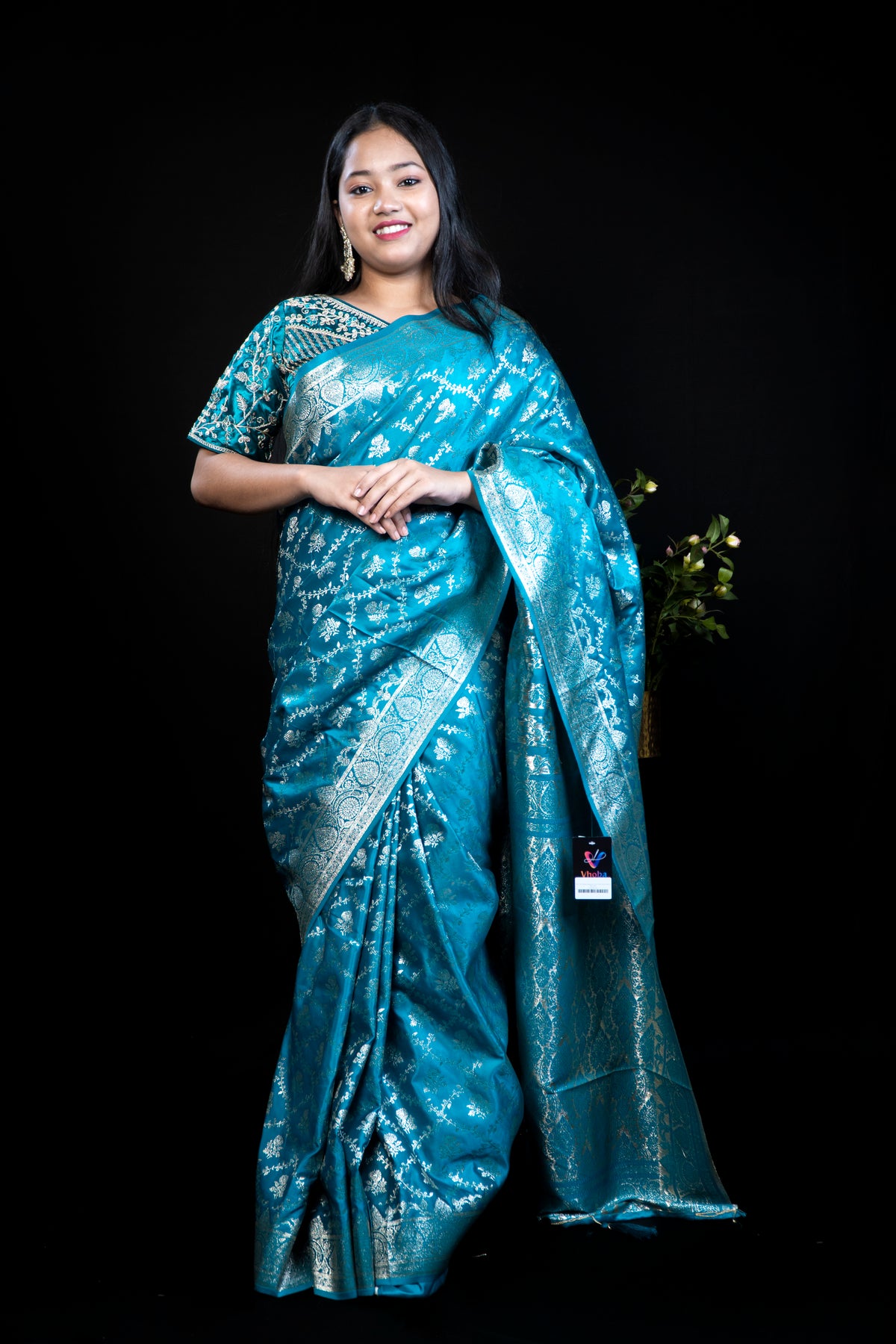 Mashru Silk Banarasi Saree with Heavy Embroidered Blouse