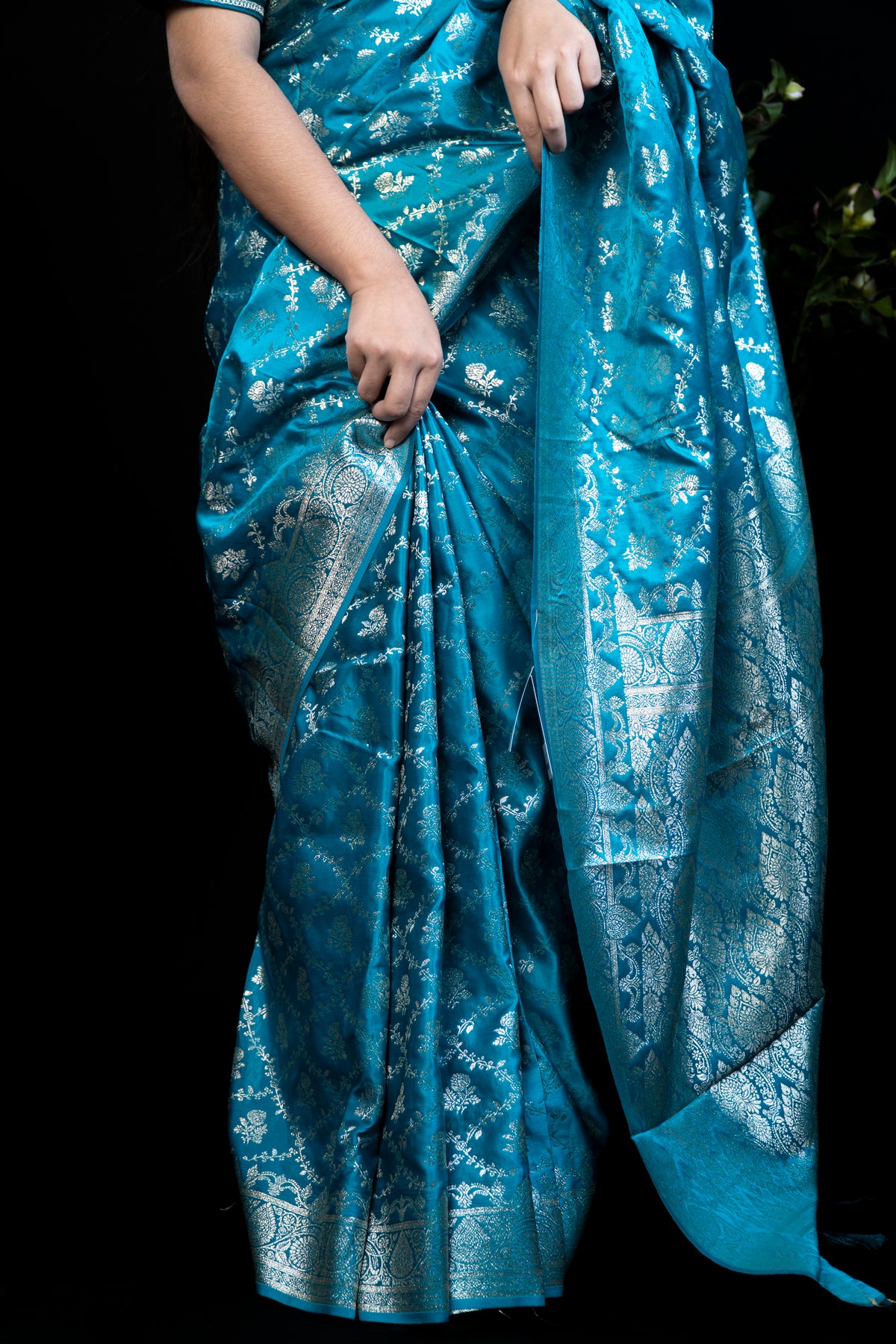 Mashru Silk Banarasi Saree with Heavy Embroidered Blouse