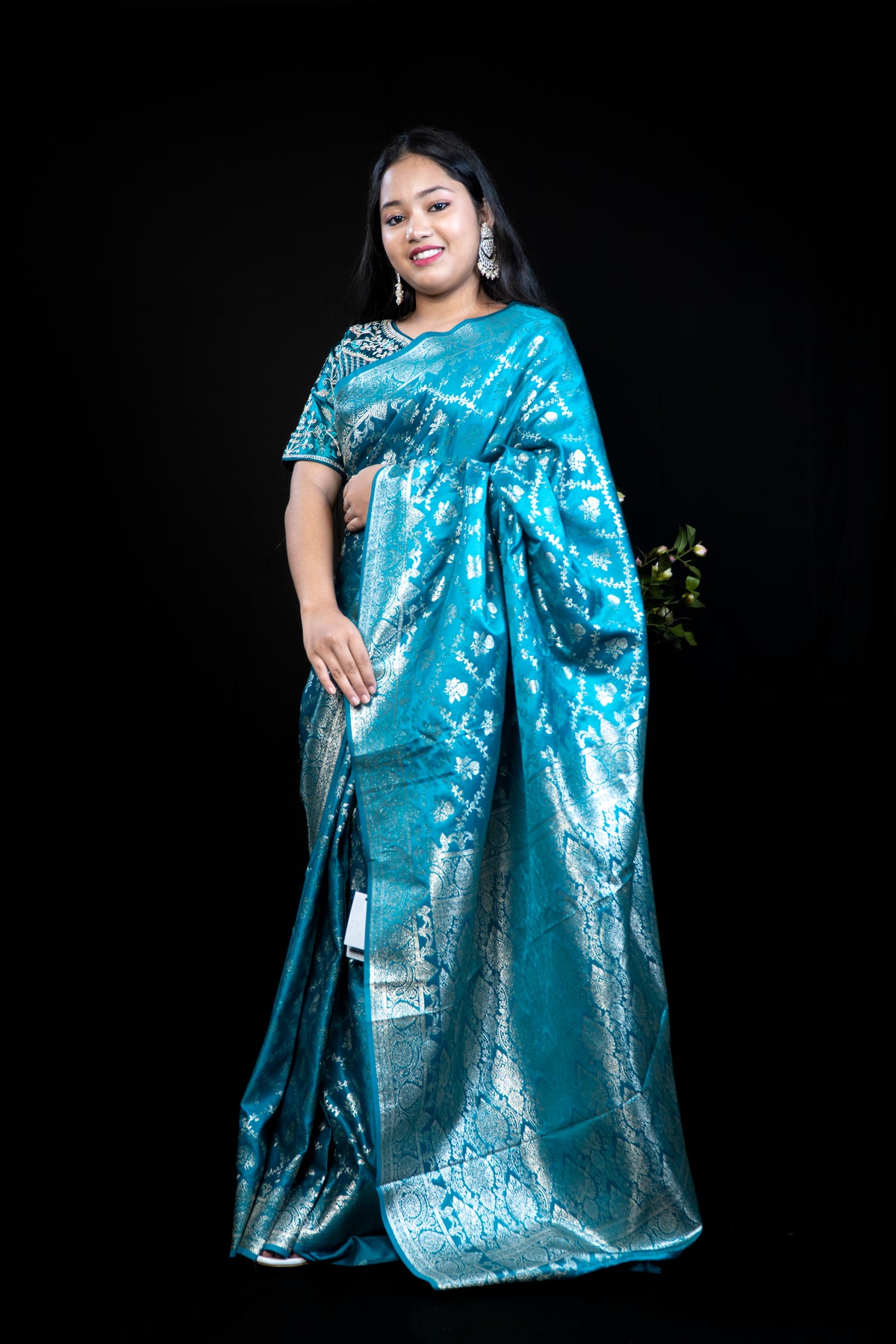 Mashru Silk Banarasi Saree with Heavy Embroidered Blouse