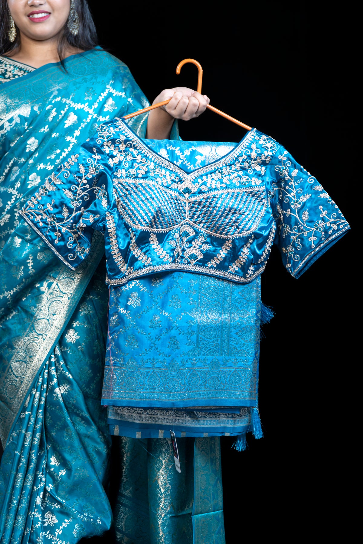 Mashru Silk Banarasi Saree with Heavy Embroidered Blouse