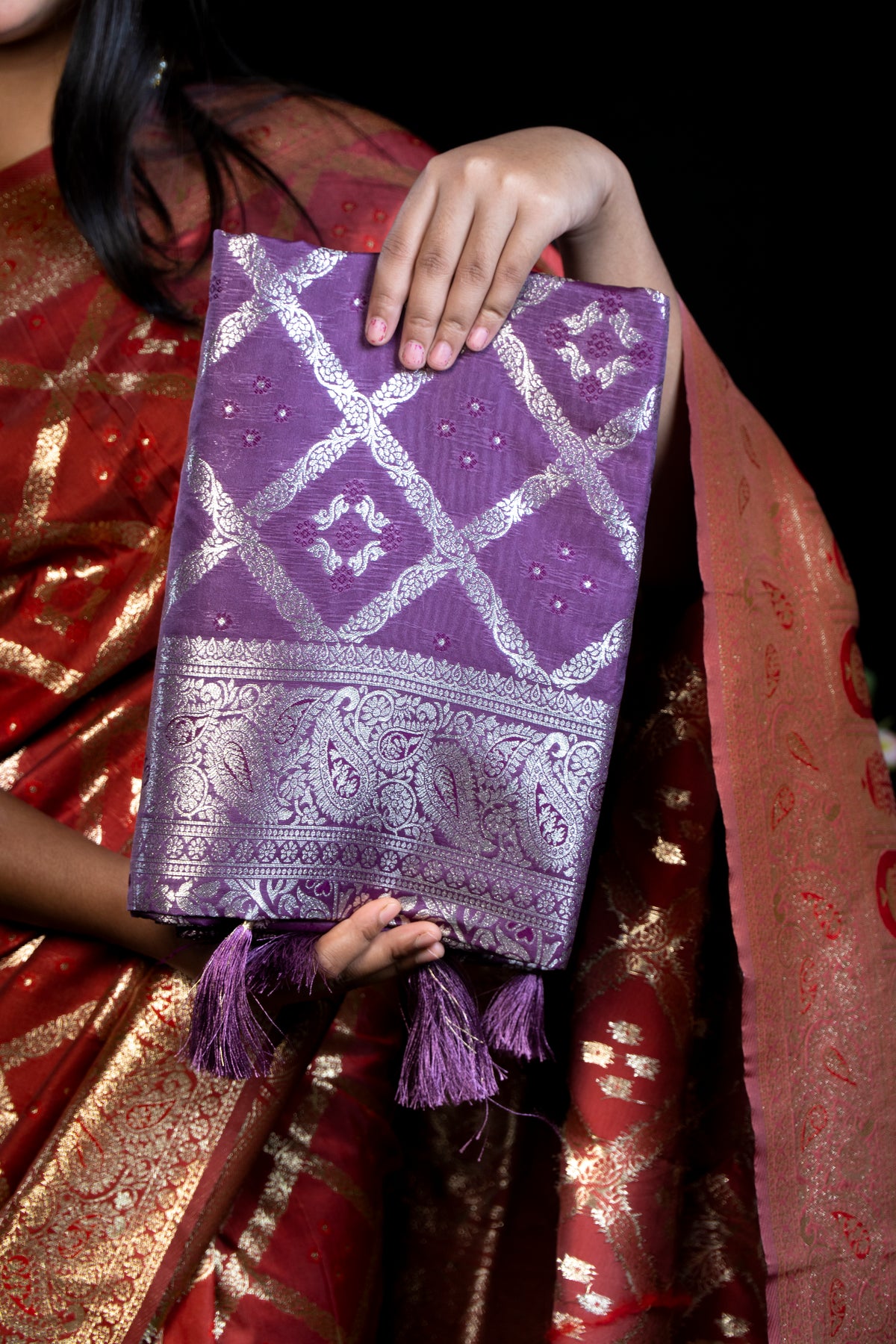 Gorgeous Zari Woven Silk Saree with Gold Border