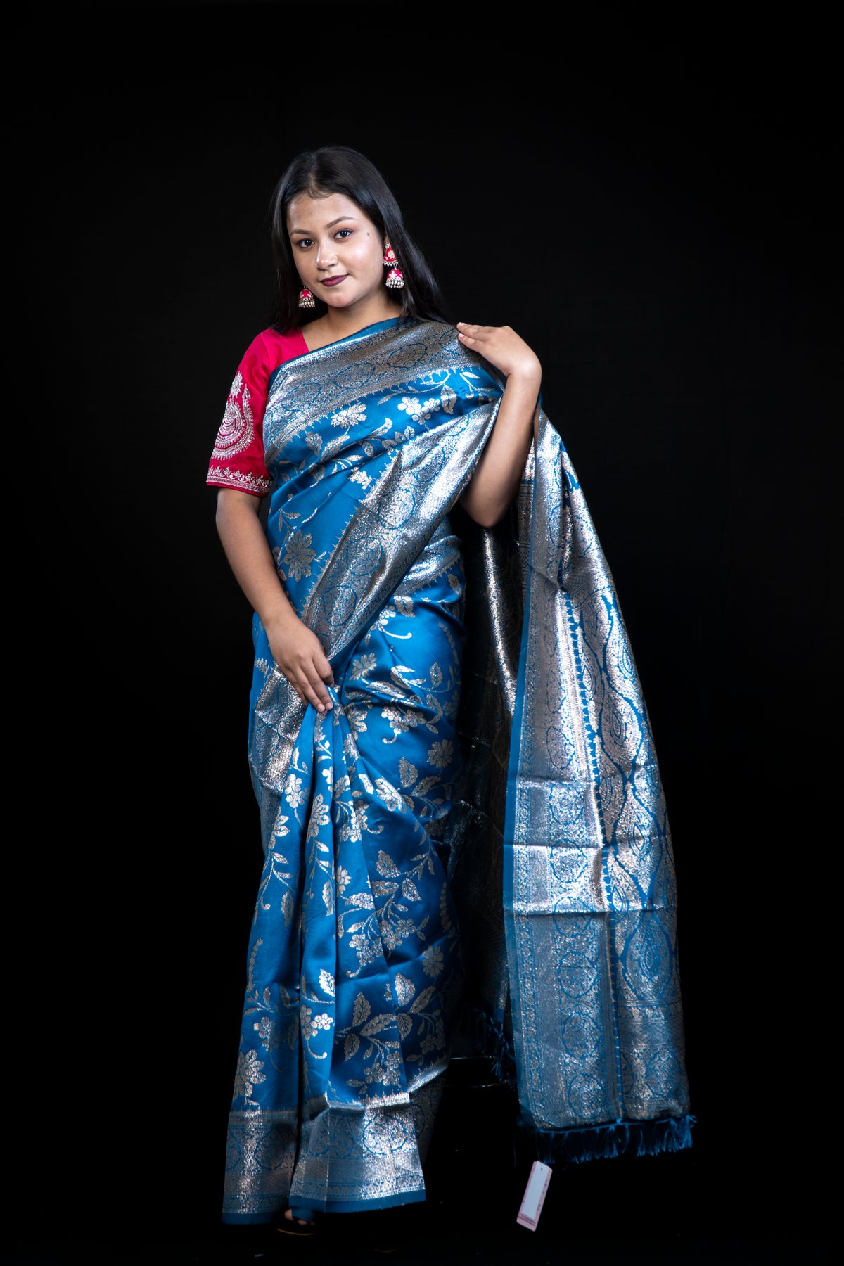 Royal Silk Saree with Metallic golden Zari Work and Tassels