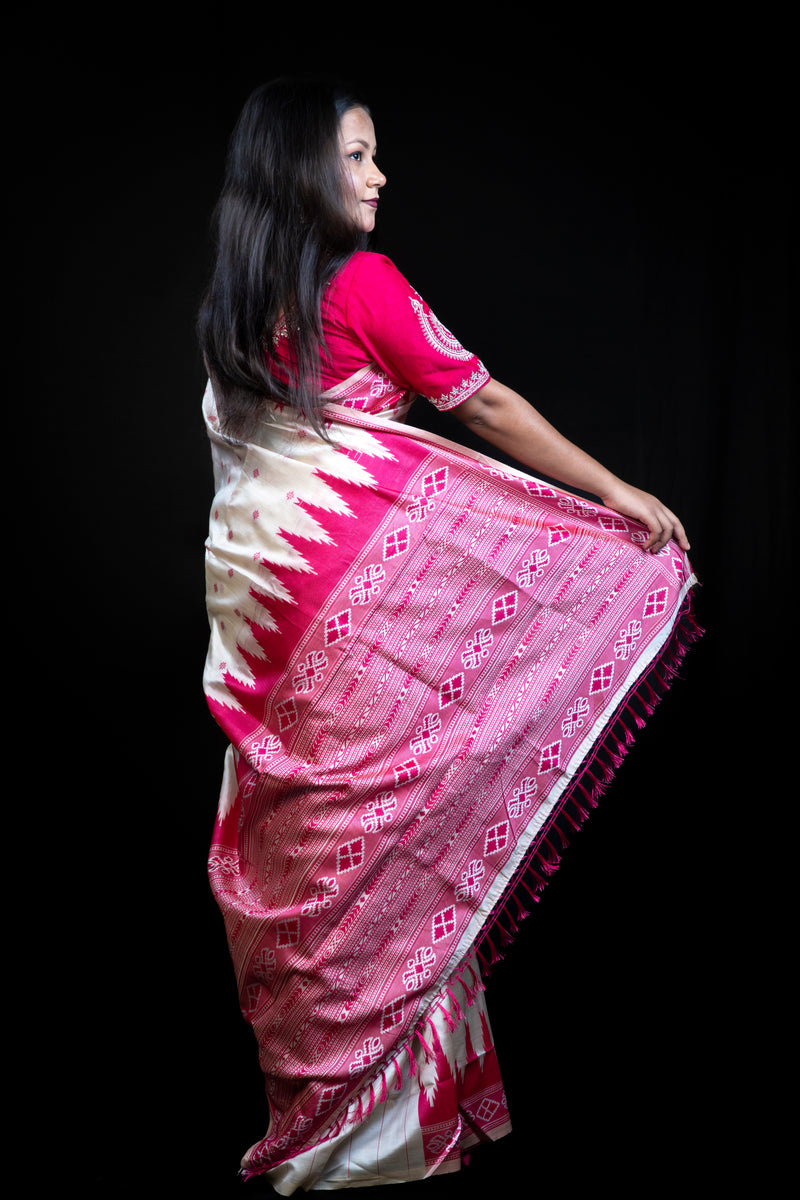 Temple Border Tussar Silk Saree with Blouse Piece