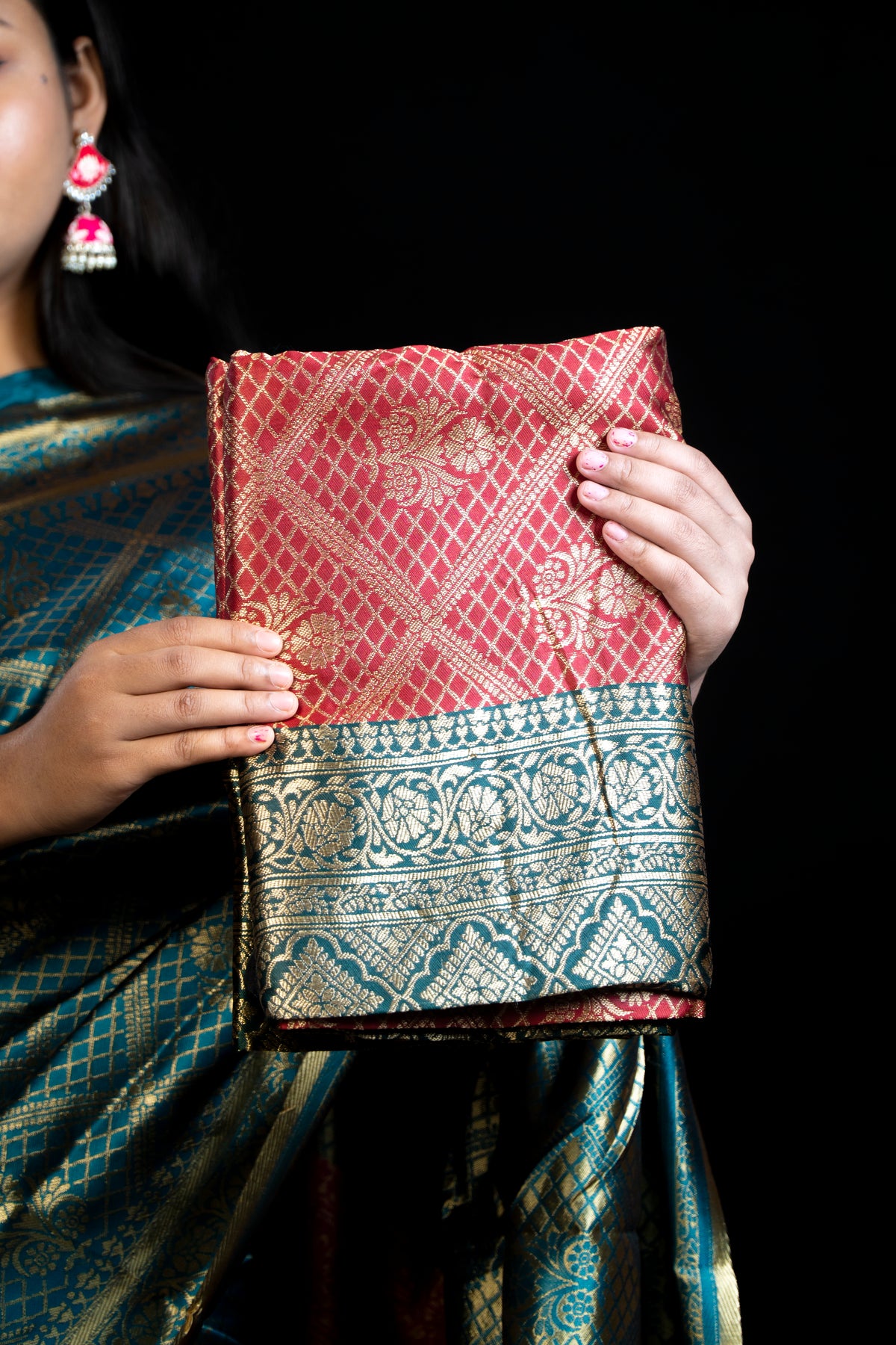 Soft Silk Saree with heavy golden weaving all over