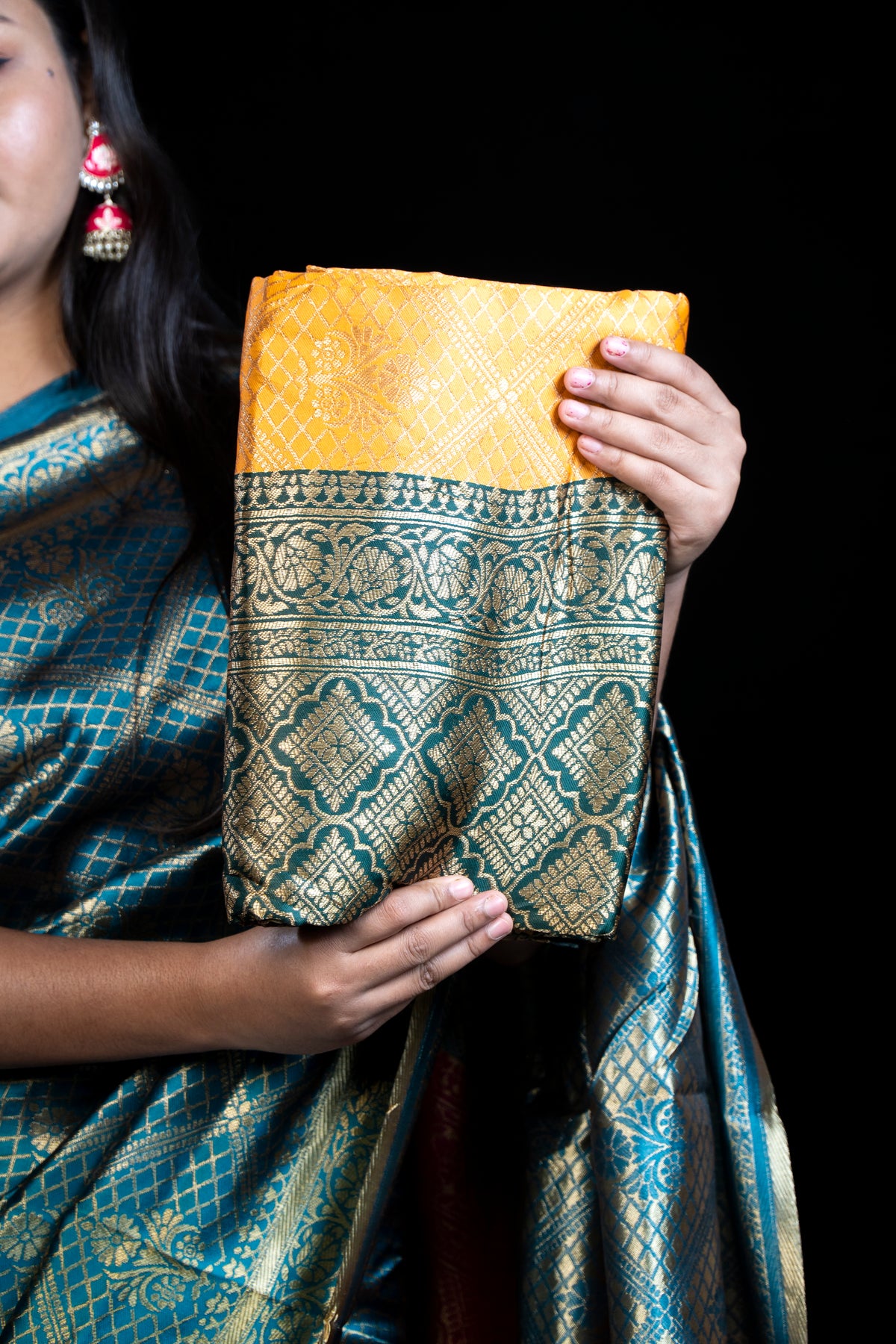 Soft Silk Saree with heavy golden weaving all over