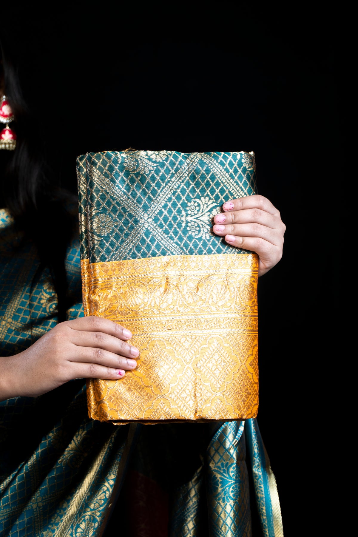 Soft Silk Saree with heavy golden weaving all over
