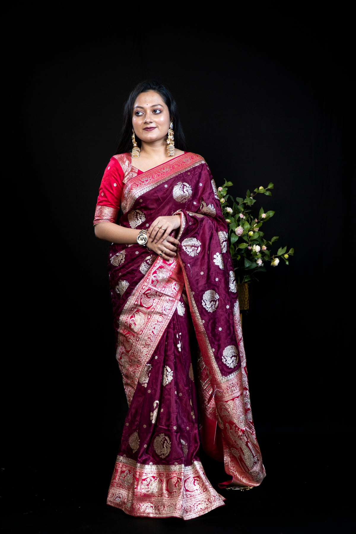 Mashru Zardosi Silk Saree with Premium Stone Work