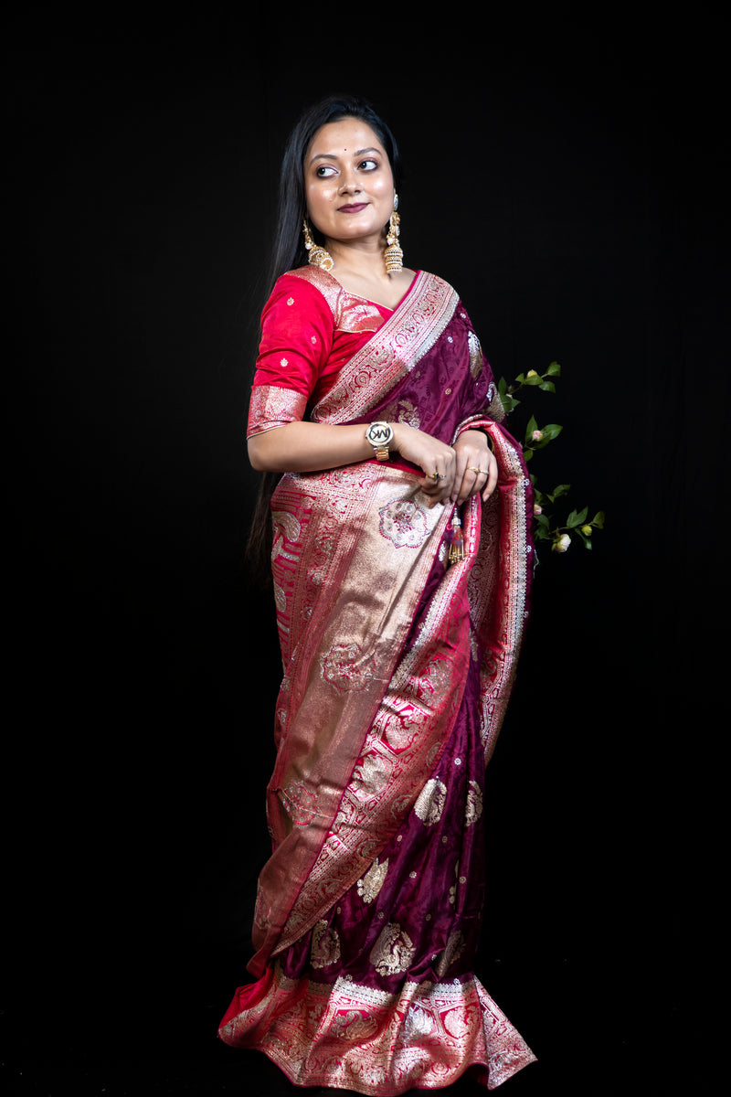Mashru Zardosi Silk Saree with Premium Stone Work