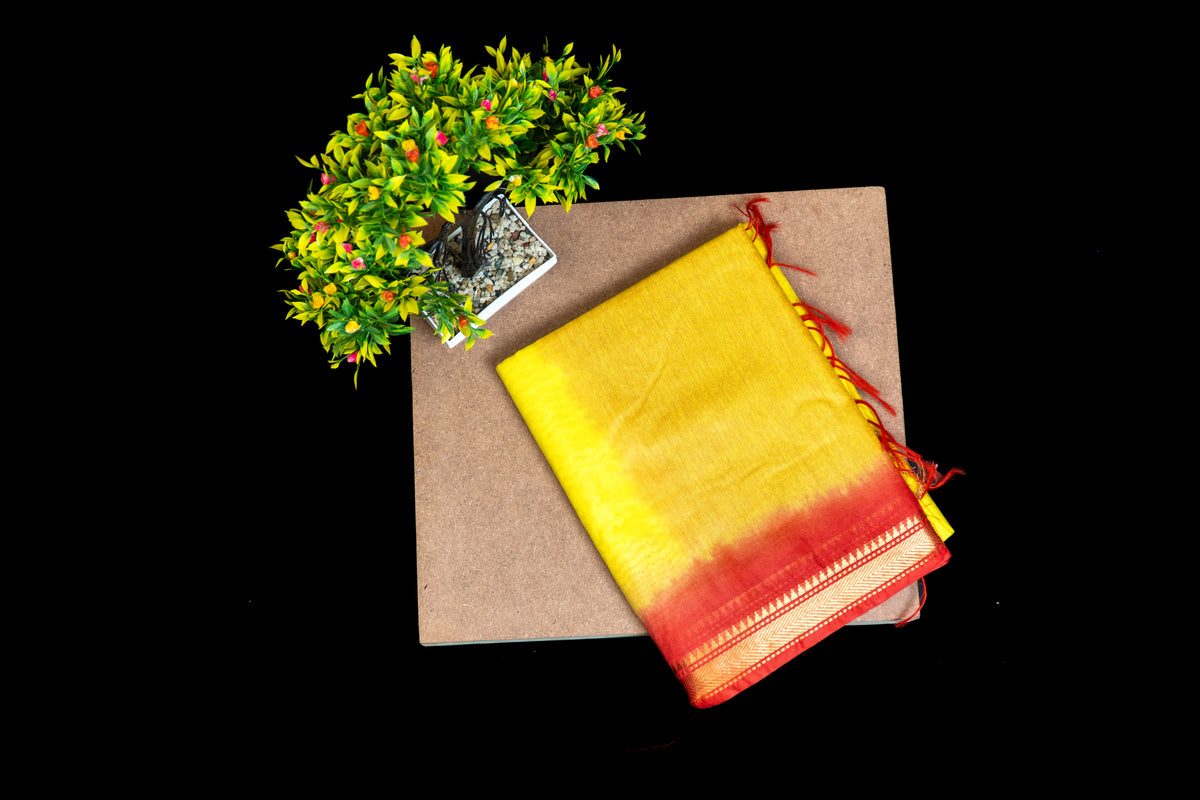 Dual-Tone Cotton Silk Saree with Elegant Zari Border
