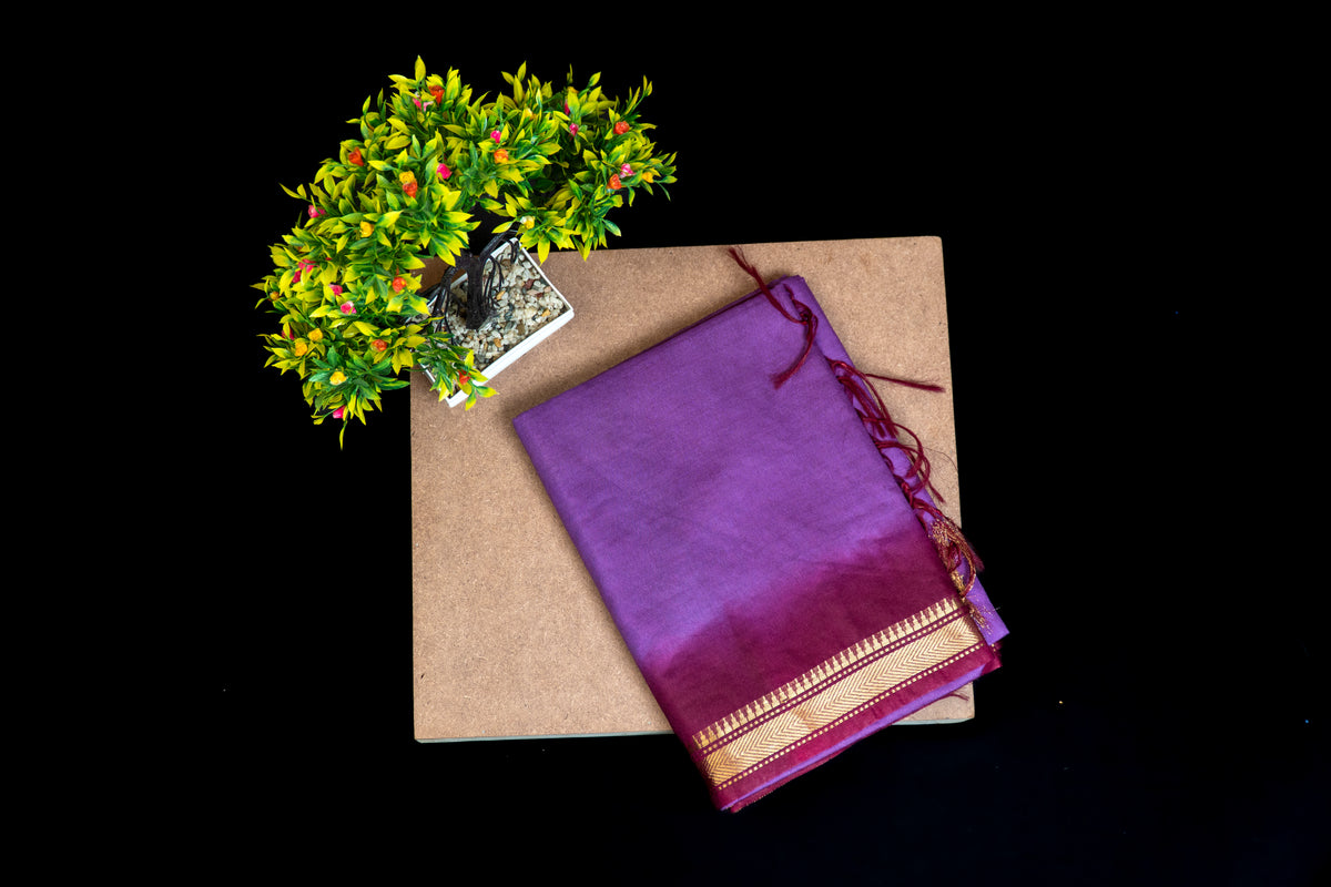 Dual-Tone Cotton Silk Saree with Elegant Zari Border