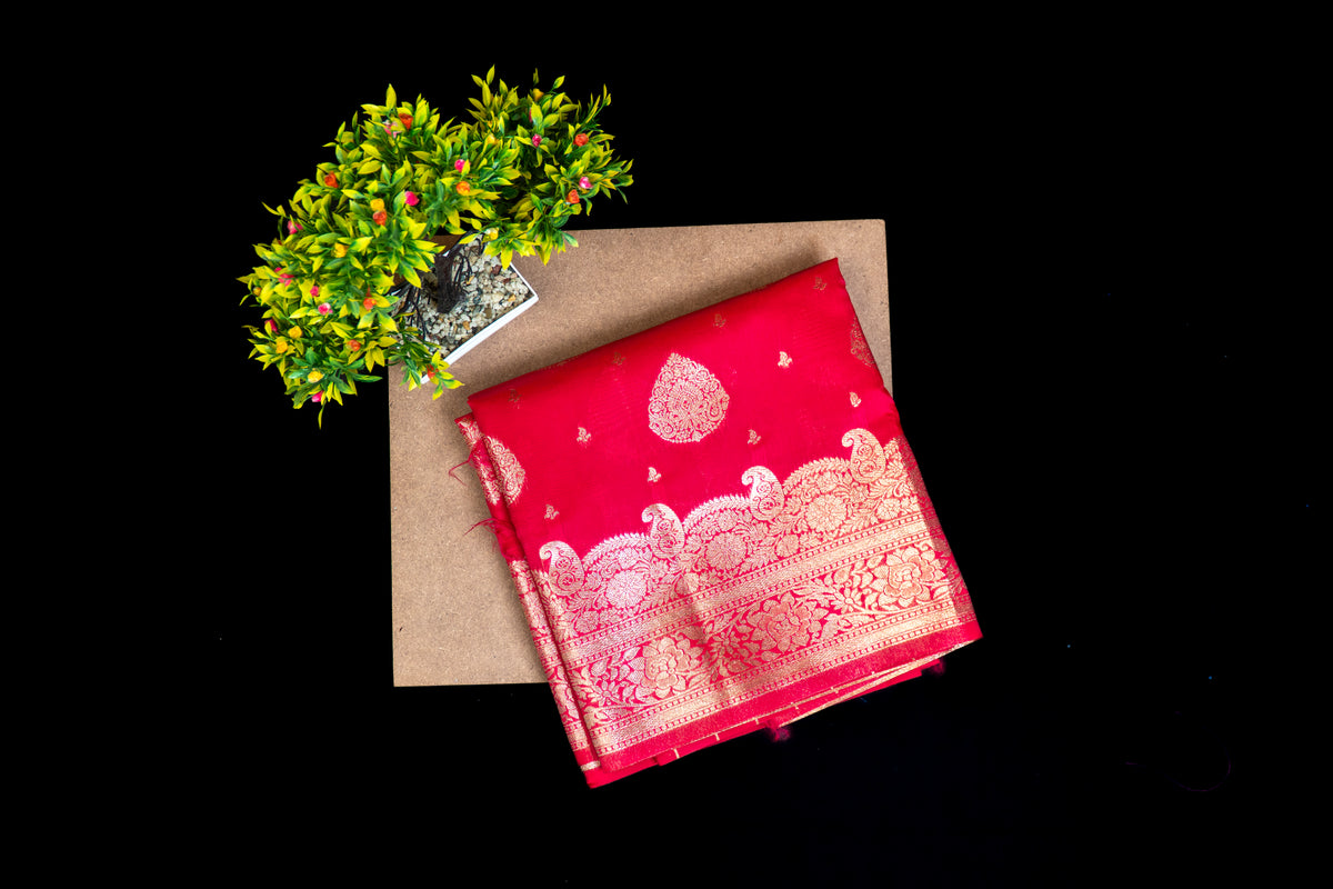 Premium Banarasi Silk Saree with Elegant Zari Butas & Royal Mandala Heritage Pallu