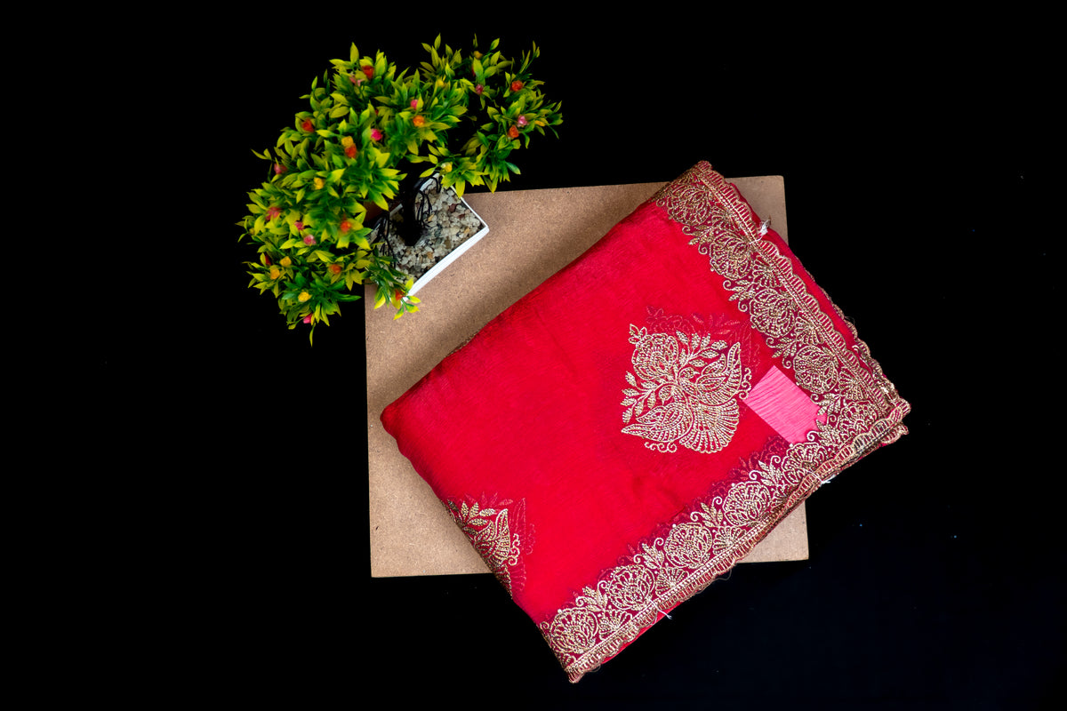 Premium Frendy Saree with Intricate Cutdana Border Stone Work
