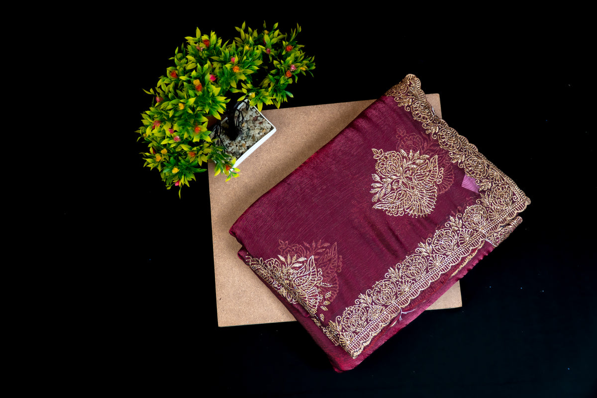 Premium Frendy Saree with Intricate Cutdana Border Stone Work