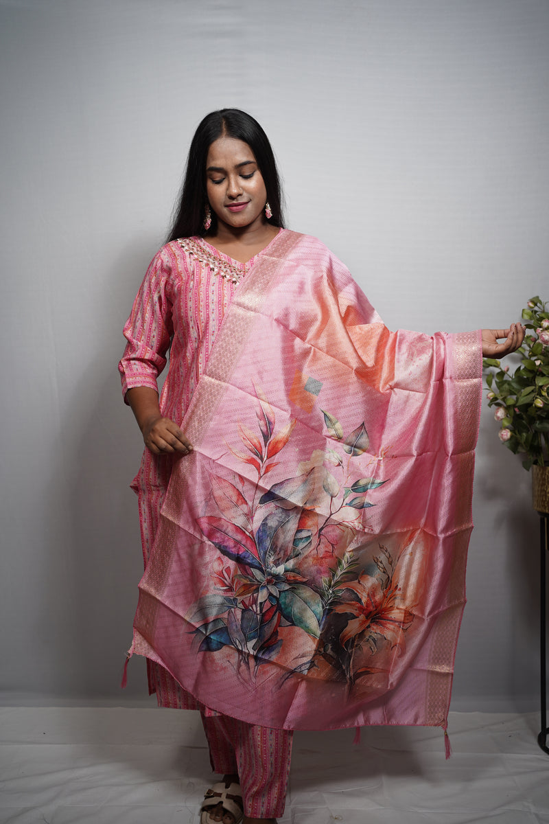 Colorful Kurta with Heavy Beaded & Sequin Necklace-Style Embroidery