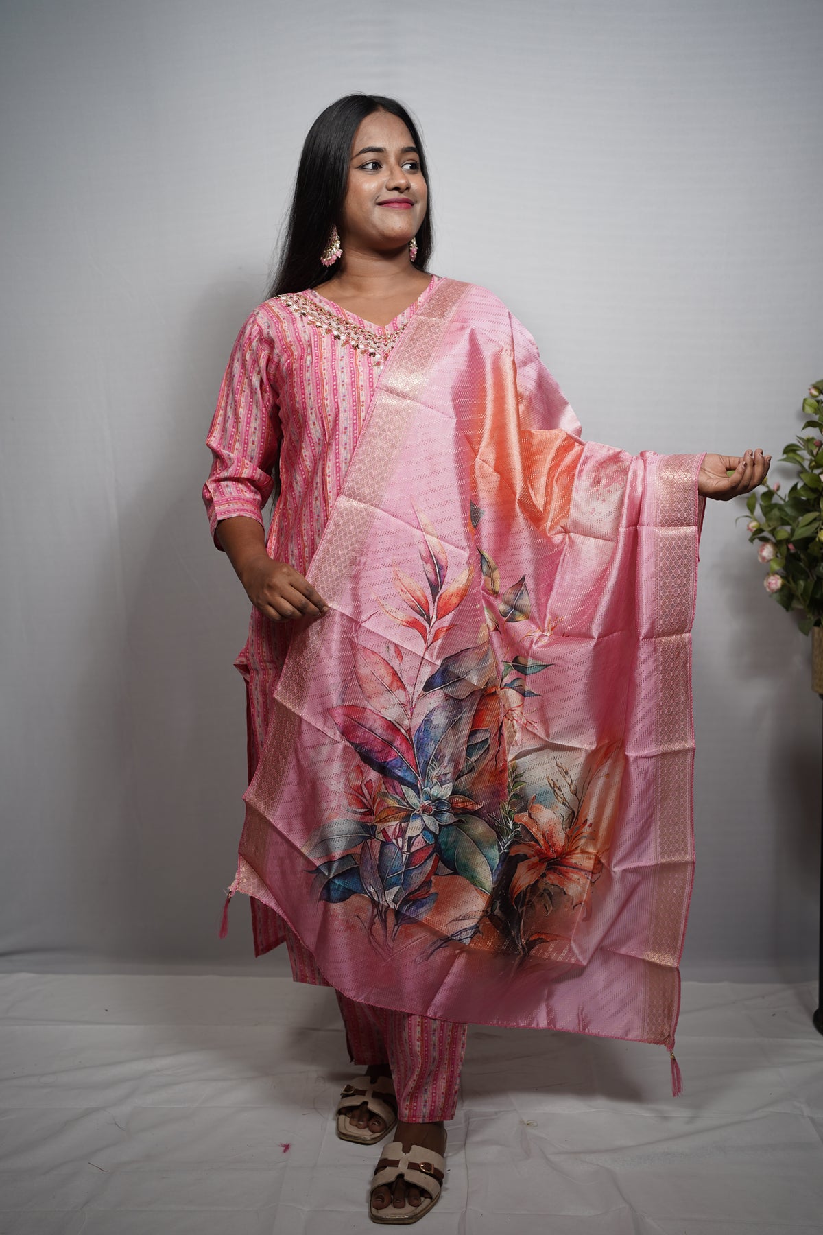 Colorful Kurta with Heavy Beaded & Sequin Necklace-Style Embroidery