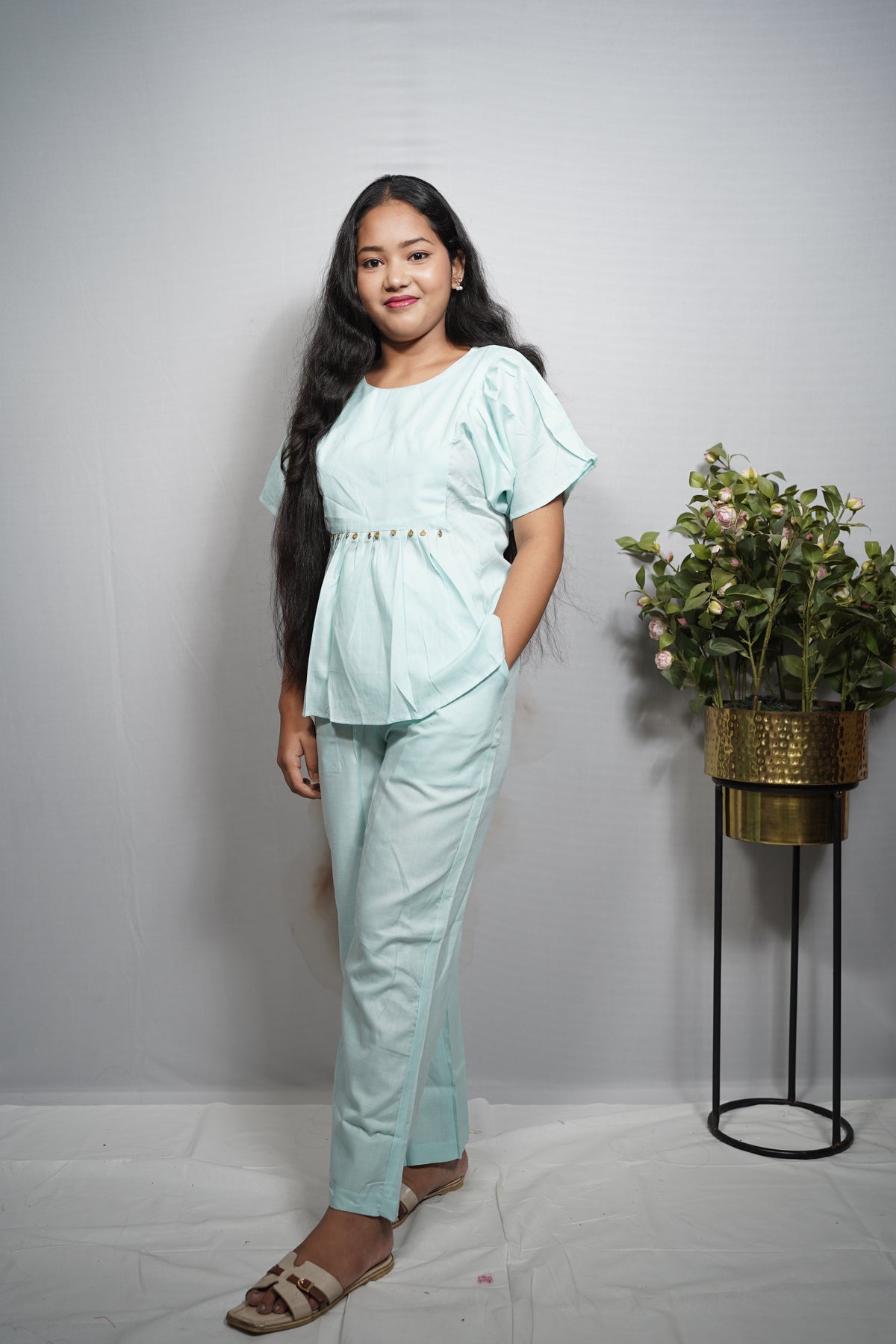 Elegant Cotton Peplum Co-ord Set