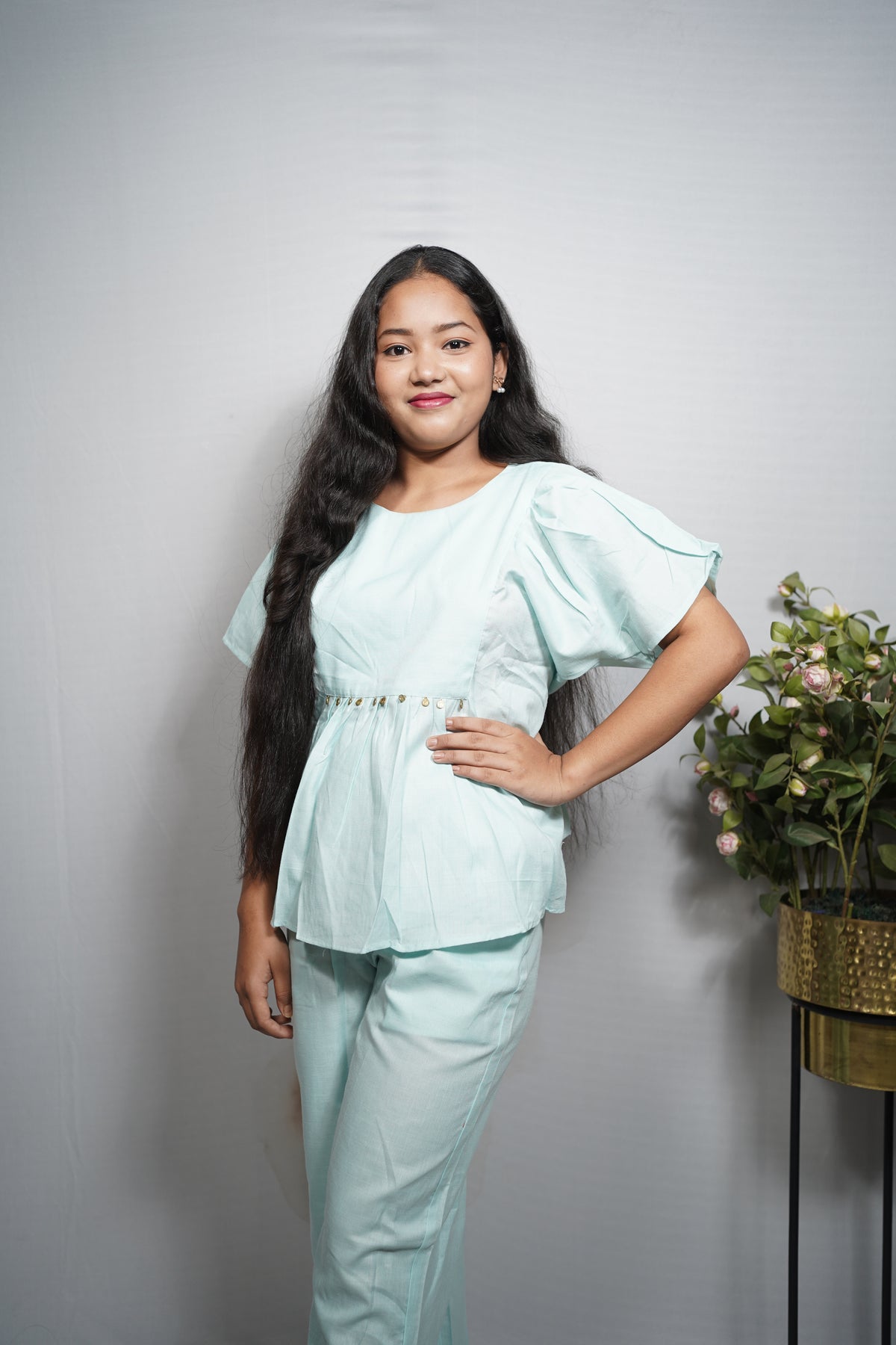 Elegant Cotton Peplum Co-ord Set