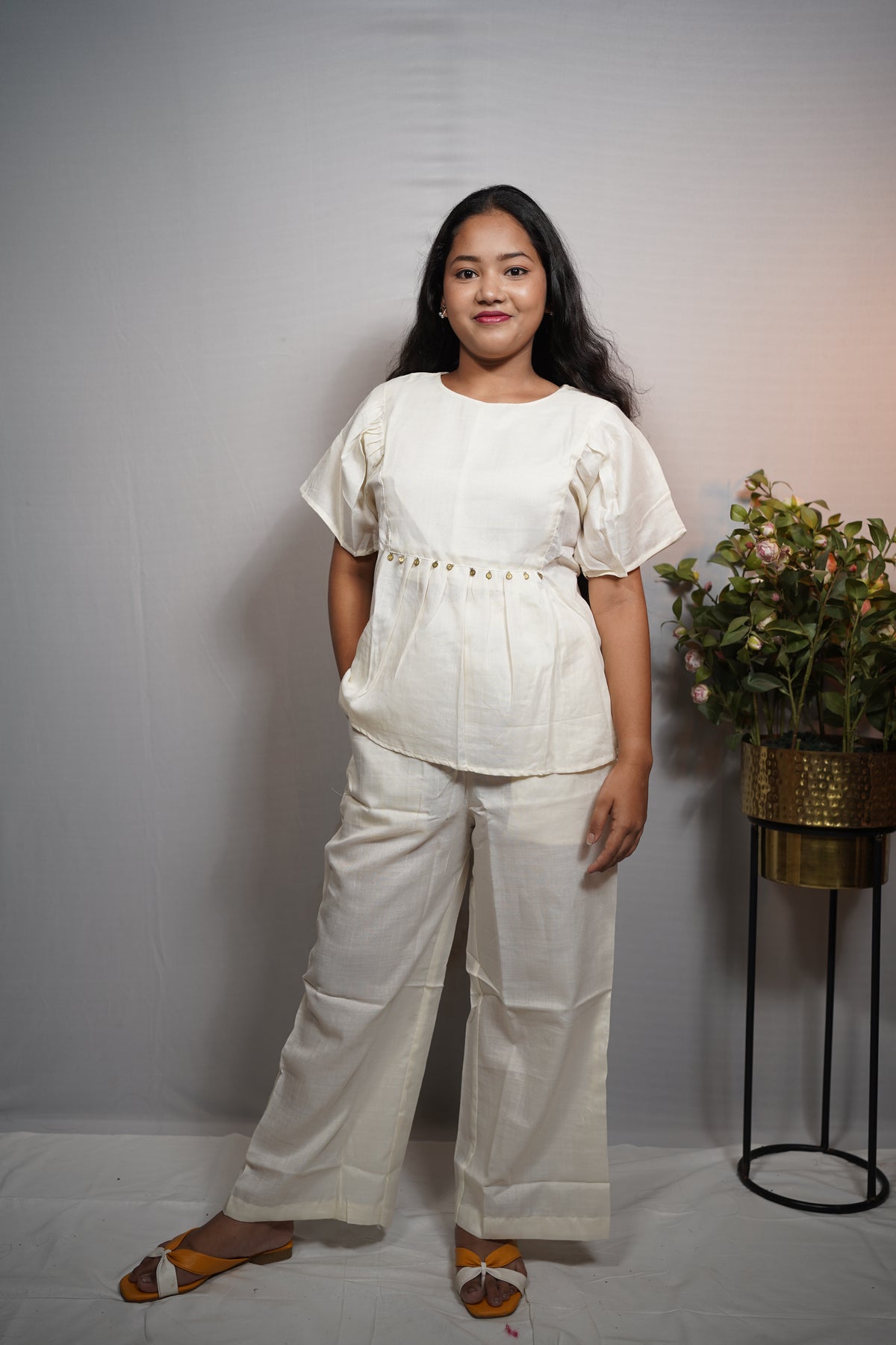Elegant Cotton Peplum Co-ord Set