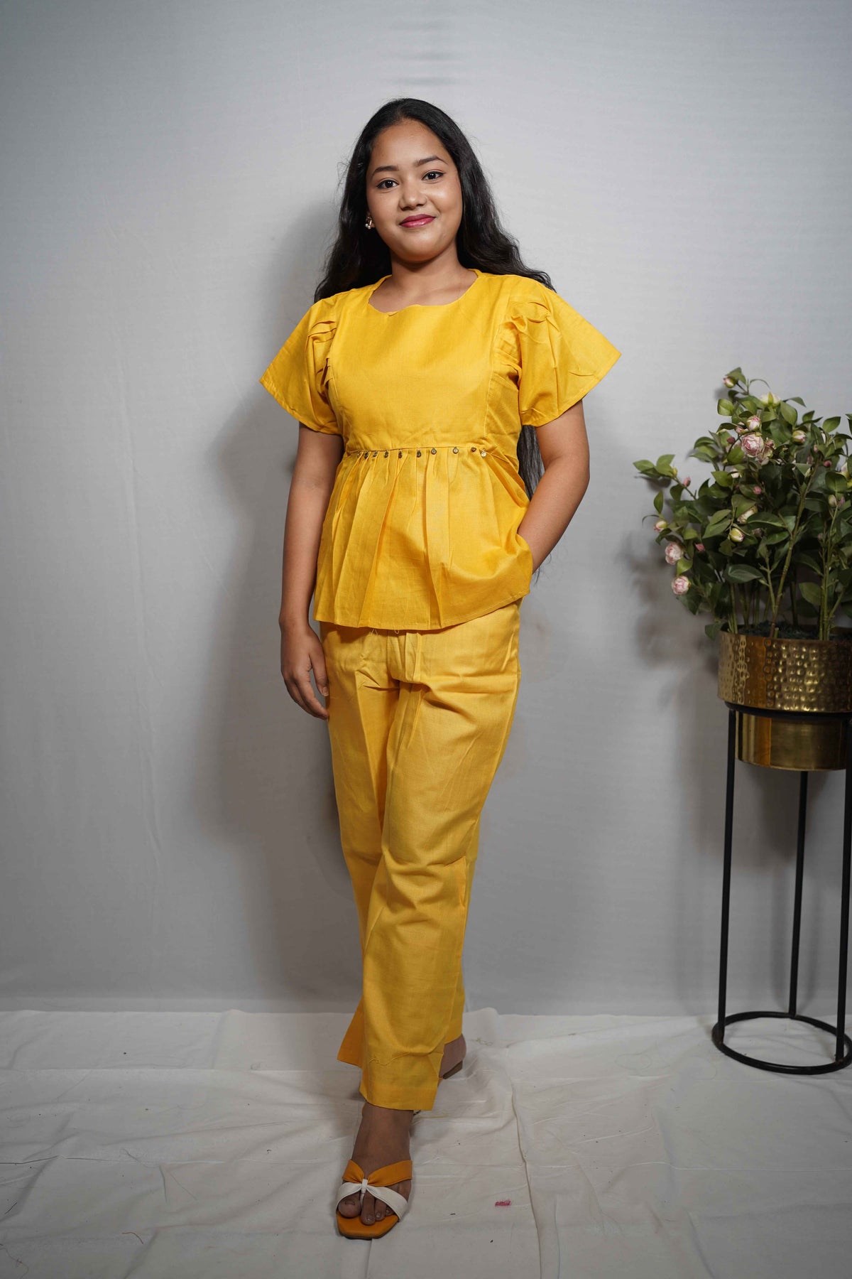 Elegant Cotton Peplum Co-ord Set