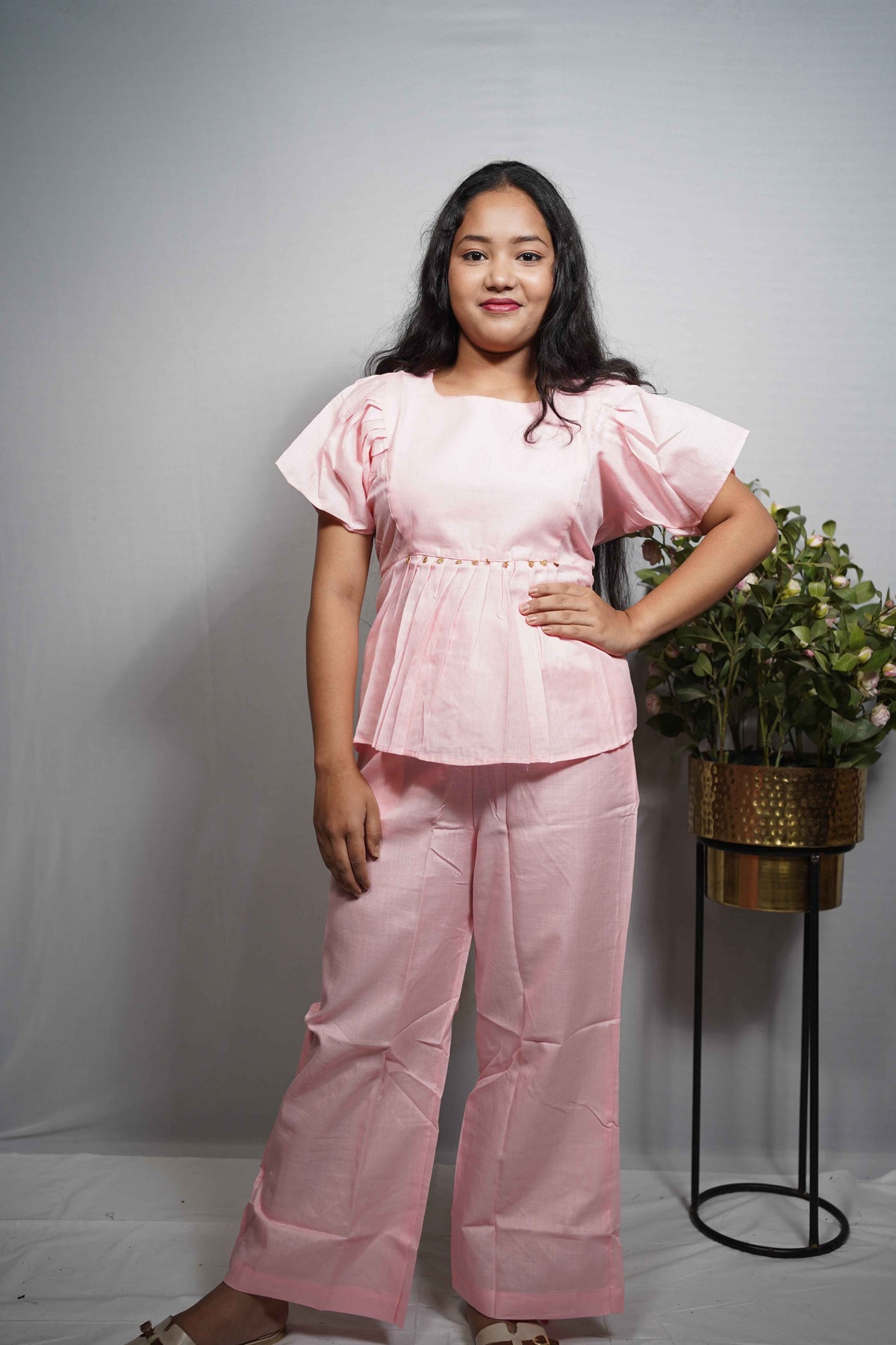 Elegant Cotton Peplum Co-ord Set
