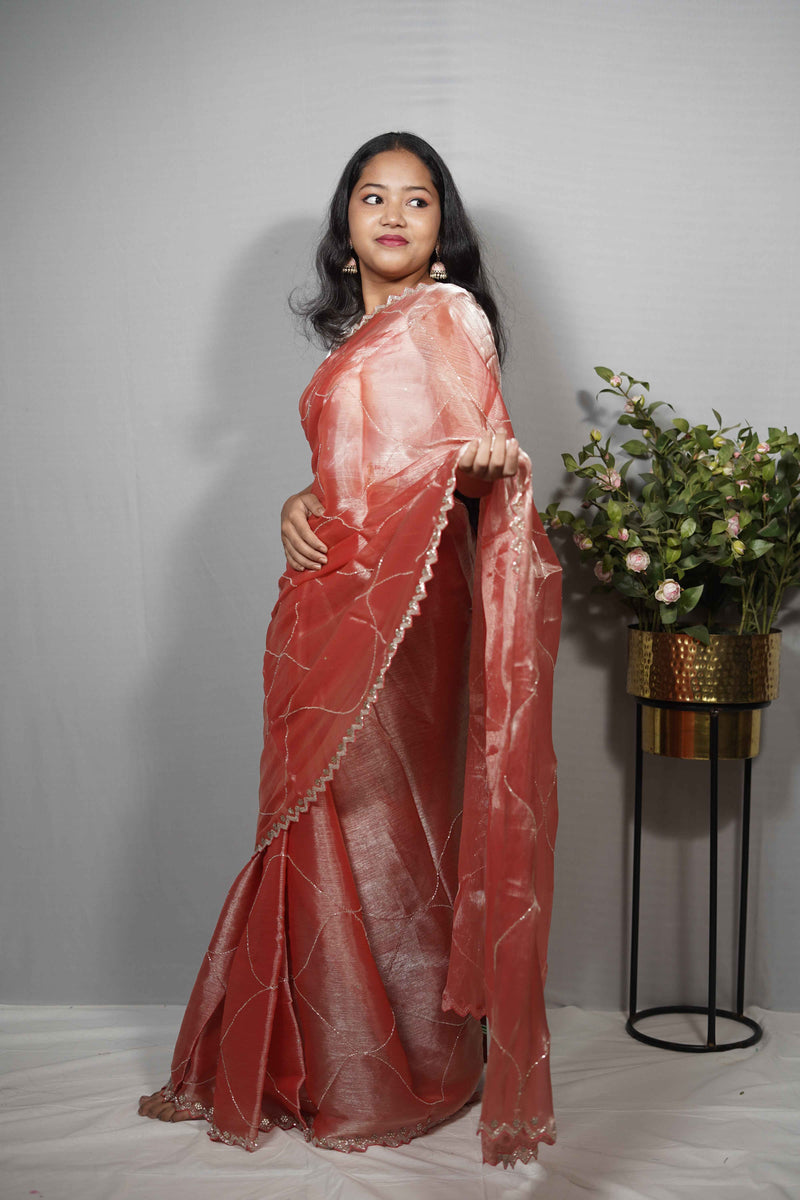 Jimmy Choo Saree with stone work & Scalloped Border