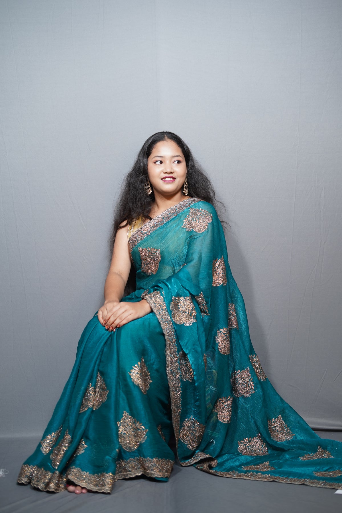 Premium Frendy Saree with Intricate Cutdana Border Stone Work