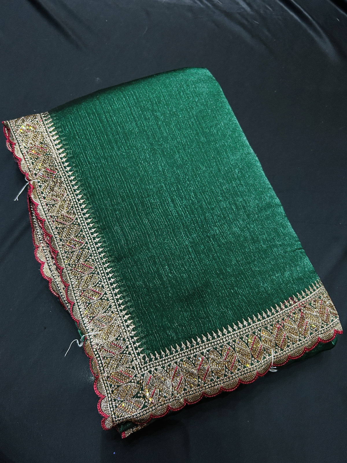 Frendy Saree with Ornate Embroidered Border & Contrast Teal Edging
